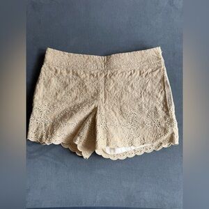 Elevenses By Anthropologie Scalloped Eyelet Shorts Womens SZ 4 Lined Side Zip